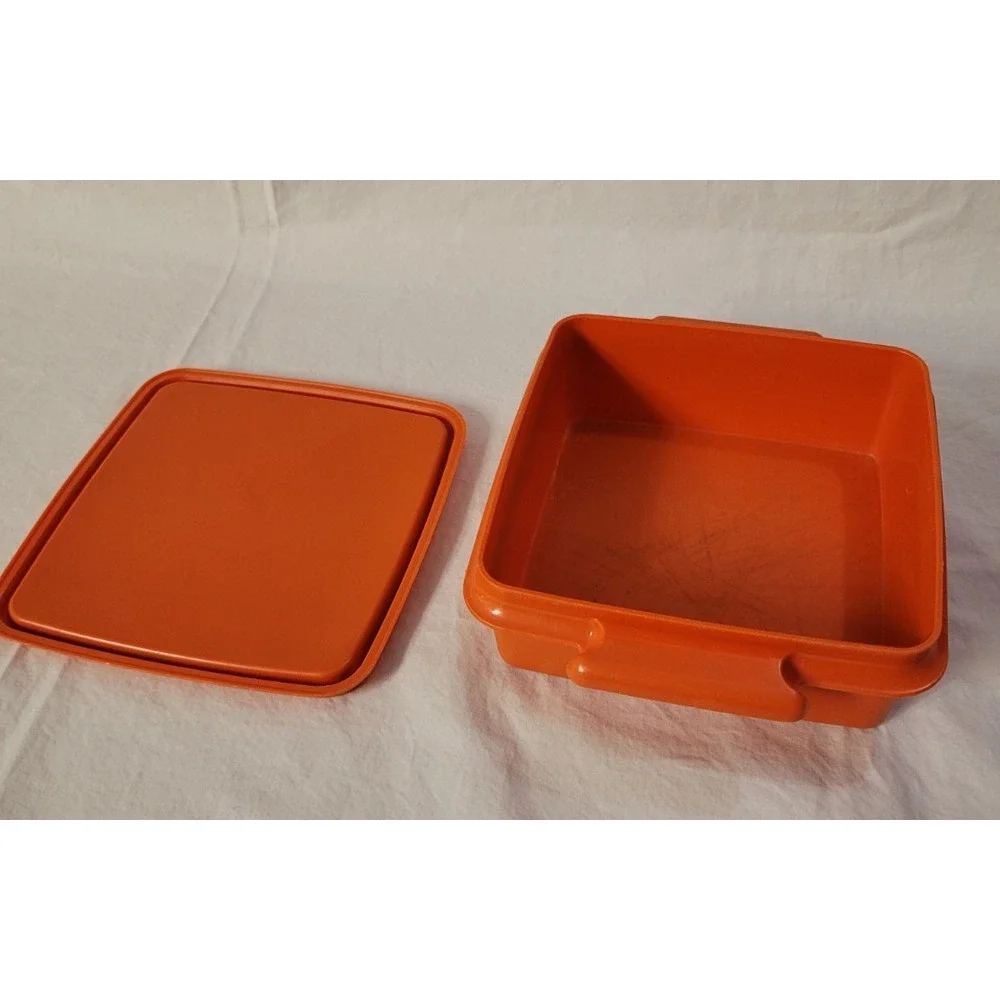 Orange Tupperware Square Away Container #1362-17
